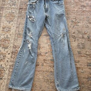 Vintage Levi’s 517 Bootcut Jeans Distressed Workwear Fade Grunge Denim